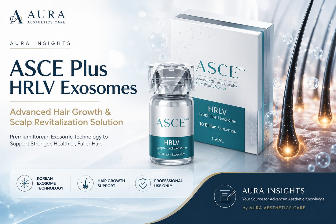 ASCE Plus HRLV exosomes for hair growth in Pakistan - scalp care and hair revitalization guide by Aura Aesthetics Care