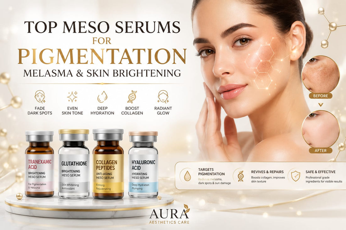Top meso serums for pigmentation, melasma and skin brightening in Pakistan by Aura Aesthetics Care