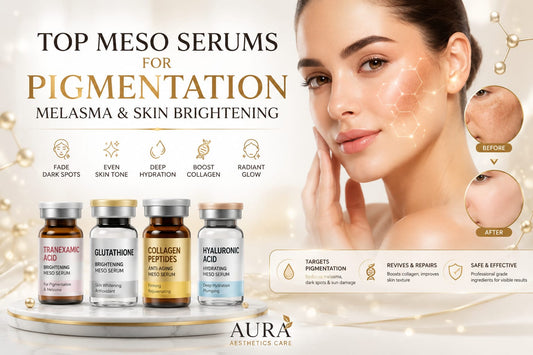 Top meso serums for pigmentation, melasma and skin brightening in Pakistan by Aura Aesthetics Care