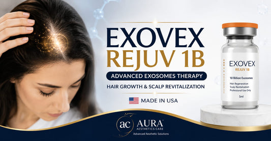 Exovex REJUV 1B hair exosomes in Pakistan - complete guide for hair growth and scalp restoration by Aura Aesthetics Care