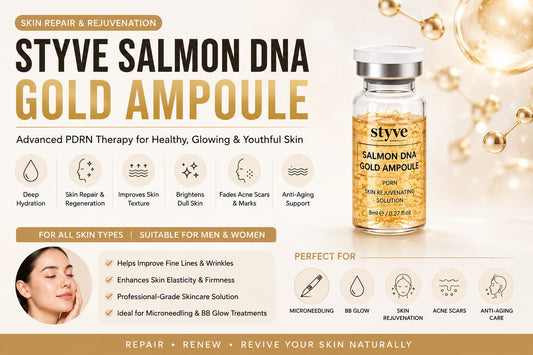 Styve Salmon DNA Gold Ampoule in Pakistan - PDRN skin repair, hydration and anti-aging guide by Aura Aesthetics Care